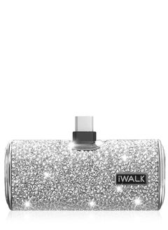 iWalk iWALK Small Portable Power Bank 4500mAh Power Bank, C-Type Diamond-Silver  - Image 1