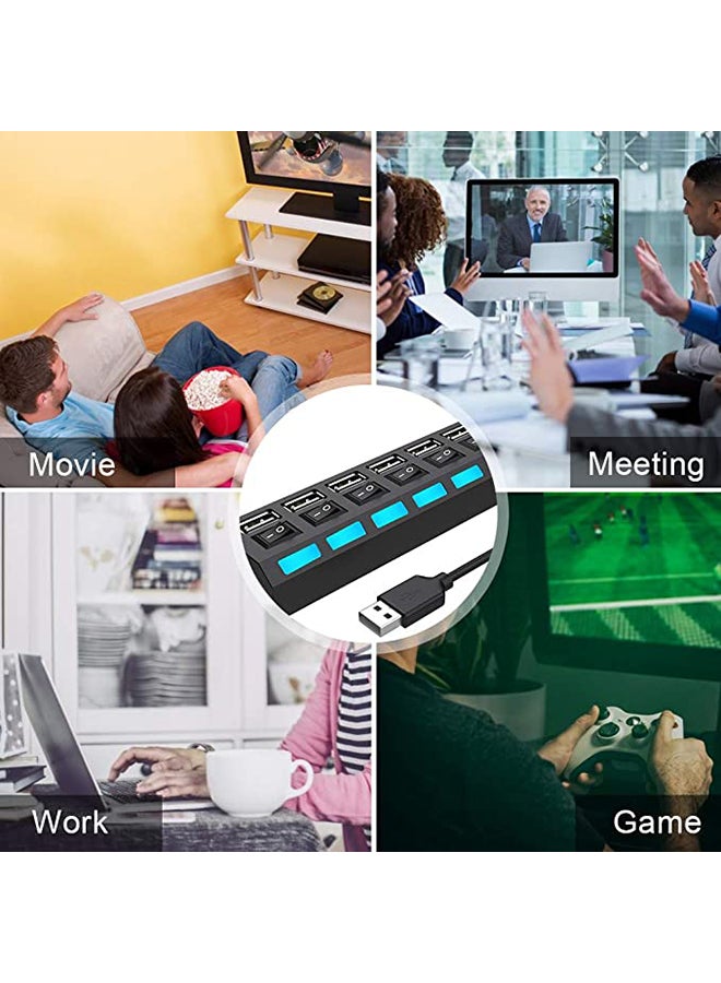 7-Port USB Hub With On/Off Switch Black - Image 5
