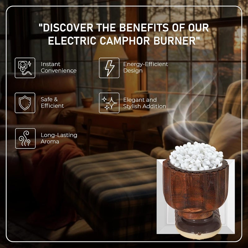 Vedic Kapoor Dani Electrical Camphor Kapoor Burner Holder Essential Oil Fragrance Electric Wooden Kapoor Dani for Home & Office(Design Color May Vary, Pack of 1) - Image 2