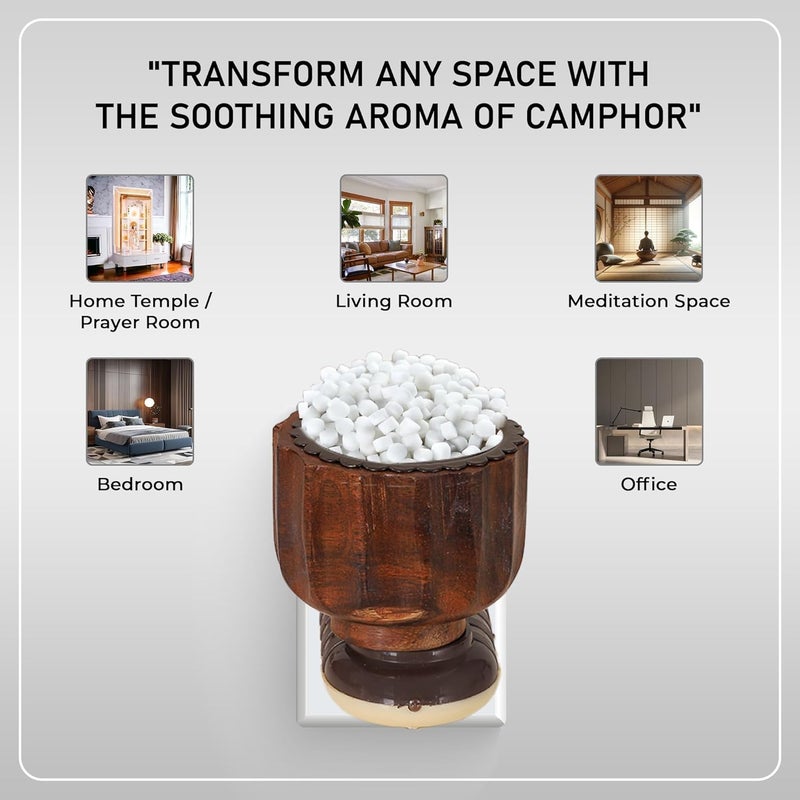 Vedic Kapoor Dani Electrical Camphor Kapoor Burner Holder Essential Oil Fragrance Electric Wooden Kapoor Dani for Home & Office(Design Color May Vary, Pack of 1) - Image 5