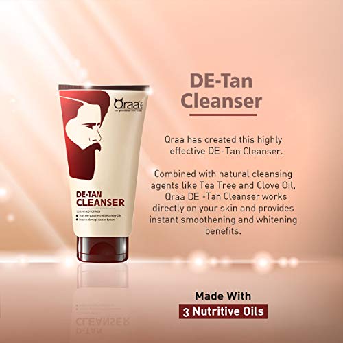 Qraa Men De-Tan Cleanser For Skin Lightening & Brightening | Dirt & Blackhead Removal |Tan Removal Face Cleanser, Scrub & Pack | 100gm - Image 3