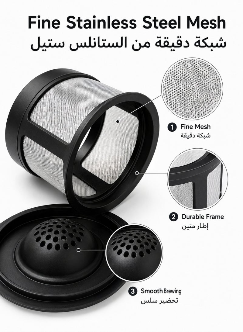 L-duck 3PCS Reusable K-Cup Coffee Filters with Small Spoon – Refillable Stainless Steel Mesh Coffee Pods Compatible with Selected Keurig 1.0 Coffee Makers, Easy to Fill, Rinse and Reuse, Black - Image 3