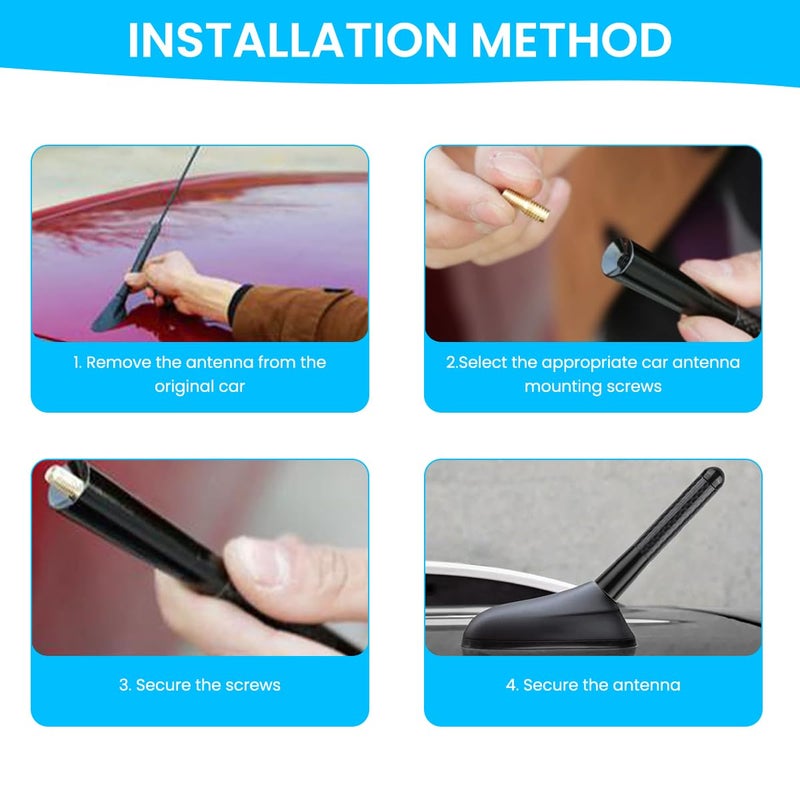 STHIRA ® Car Short Antenna Decorative 1.37 Inch Sporty Carbon Fiber Stubby Antennas for Roof Trunk 3PCS - Image 4