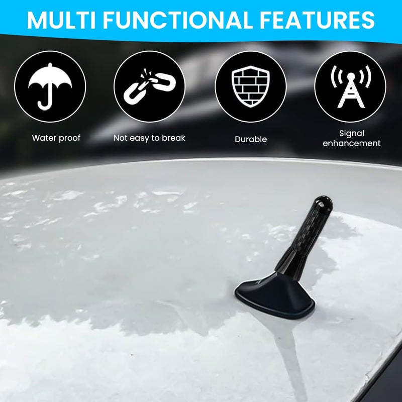 STHIRA ® Car Short Antenna Decorative 1.37 Inch Sporty Carbon Fiber Stubby Antennas for Roof Trunk 3PCS - Image 5