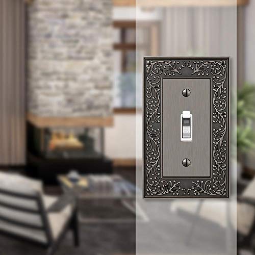 Amerelle 43TAN English Garden Wallplate, 1 Toggle, Cast Metal, Antique Nickel, 1-Pack - Image 3