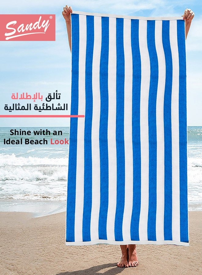 Sandy Extra Large Bath Towel Premium Hotel Quality 100% Cotton Made in Egypt, Soft Quick Drying and Highly Absorbent (90x180 cm) - Sea Blue - Image 4