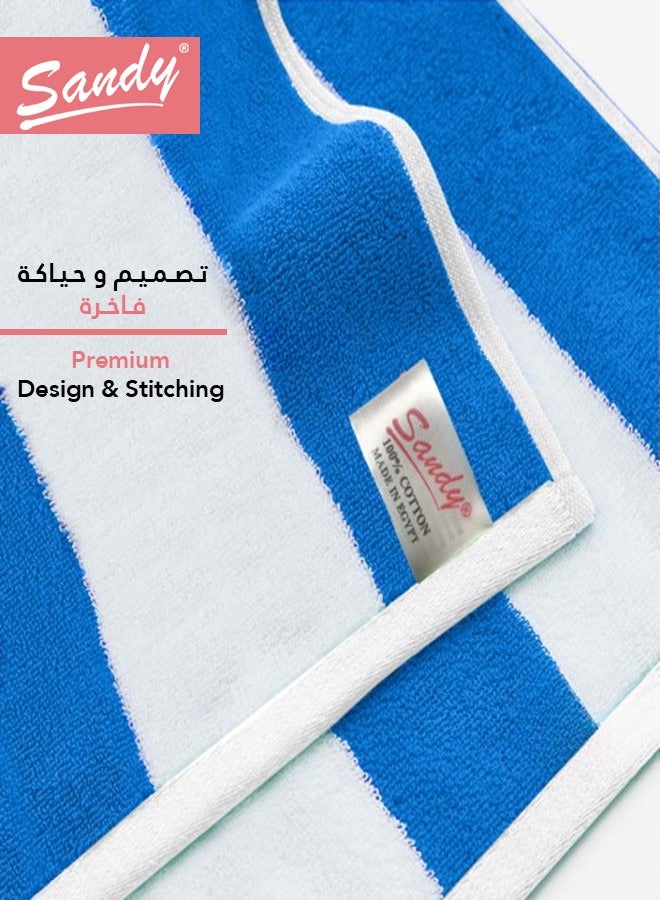 Sandy Extra Large Bath Towel Premium Hotel Quality 100% Cotton Made in Egypt, Soft Quick Drying and Highly Absorbent (90x180 cm) - Sea Blue - Image 2