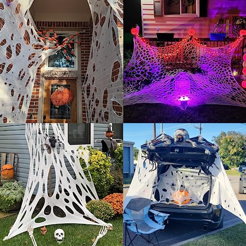 DAZONGE Spider Webs Halloween Decorations, Stretchy Halloween Beef Netting Spider Web, Spooky Spider Web Decorations for Haunted House - Image 5