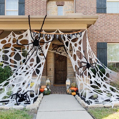 DAZONGE Spider Webs Halloween Decorations, Stretchy Halloween Beef Netting Spider Web, Spooky Spider Web Decorations for Haunted House - Image 2