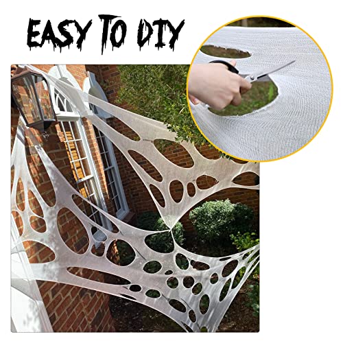 DAZONGE Spider Webs Halloween Decorations, Stretchy Halloween Beef Netting Spider Web, Spooky Spider Web Decorations for Haunted House - Image 3