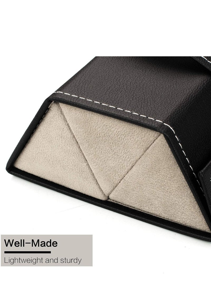 SYOSI Travel Sunglasses Organizer, Foldable PU Leather Multi Glasses 3 Slot Display Container Portable Glasses Storage Bag Ladies Men Hanging Glasses Holder (Black)  - Image 5