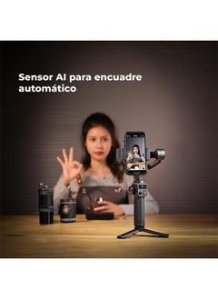 hohem hohem iSteady M6 Kit Gimbal Stabilizer for Smartphone, 3-Axis Phone Gimbal with AI Tracking, Magnetic Fill Light, 18H Long Lasting Battery Stabilizer for iPhone & Android, Ideal for Video Recording  - Image 2