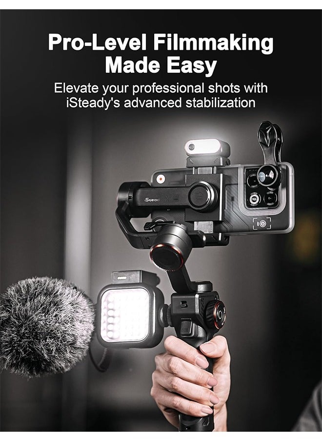 hohem - hohem iSteady M6 Kit Gimbal Stabilizer for Smartphone, 3-Axis Phone Gimbal with AI Tracking, Magnetic Fill Light, 18H Long Lasting Battery Stabilizer for iPhone & Android, Ideal for Video Recording - Image 1