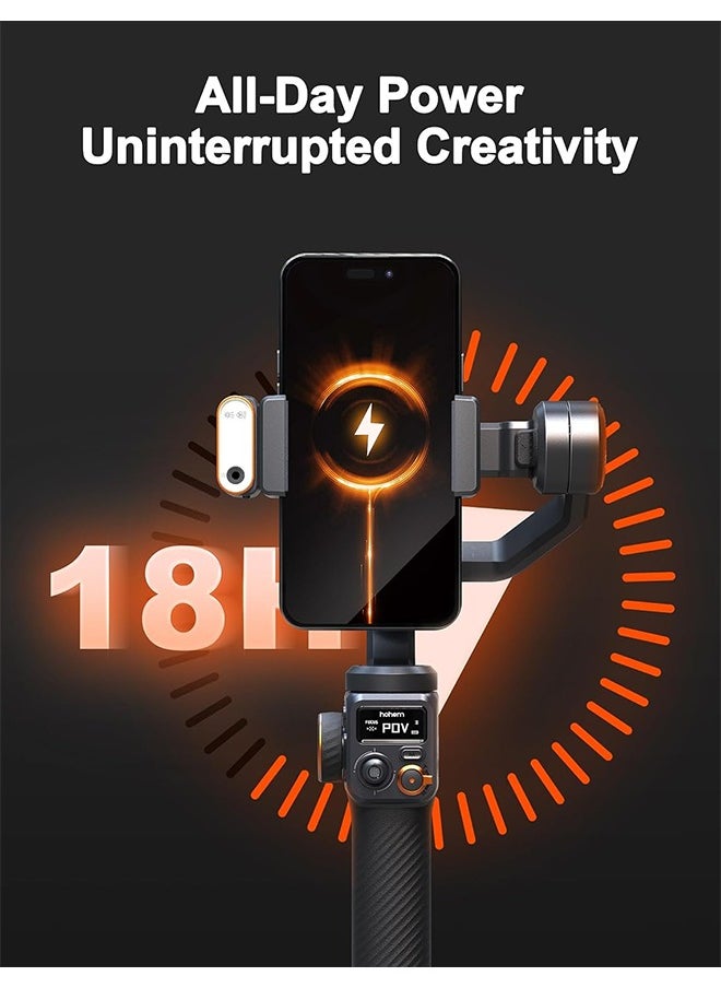 hohem - hohem iSteady M6 Kit Gimbal Stabilizer for Smartphone, 3-Axis Phone Gimbal with AI Tracking, Magnetic Fill Light, 18H Long Lasting Battery Stabilizer for iPhone & Android, Ideal for Video Recording - Image 1