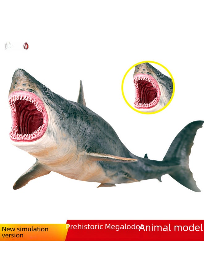 Simulated Animal Plant Models Toy - Realistic Lifelike Duckling Lotus Leaf Design Suitable For Educational Play-Color:Spot Hollow Megalodon Shark Model About 0.198kg  - Image 2