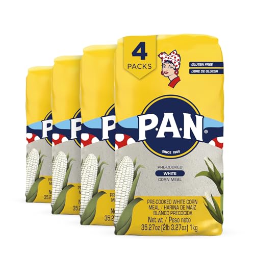 P.A.N. White Corn Meal – Pre-cooked Gluten Free and Kosher Flour for Arepas (2.2 lb/Pack of 4) - Image 1