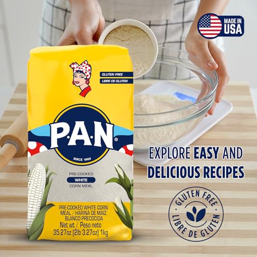 P.A.N. White Corn Meal – Pre-cooked Gluten Free and Kosher Flour for Arepas (2.2 lb/Pack of 4) - Image 4