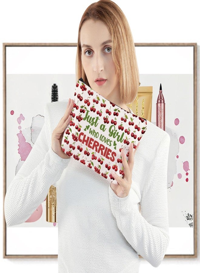 LEVLO Funny Cherry Cosmetic Bag Fruit Lover Gift Just A Girl Who Loves Cherries Makeup Zipper Pouch Bag Cherry Lover Gift For Women Girls (Loves Cherries F Bag) - Image 4
