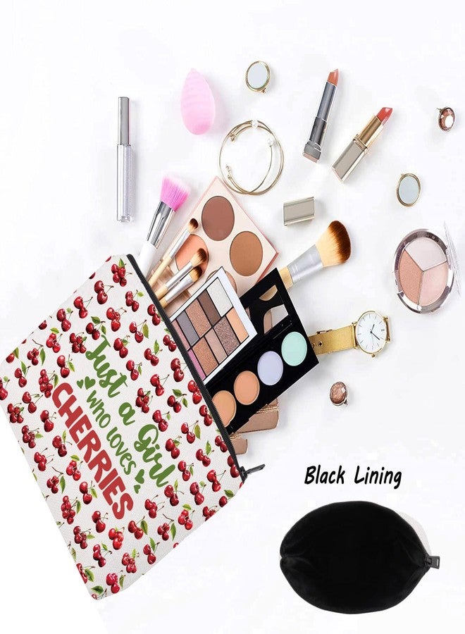 LEVLO Funny Cherry Cosmetic Bag Fruit Lover Gift Just A Girl Who Loves Cherries Makeup Zipper Pouch Bag Cherry Lover Gift For Women Girls (Loves Cherries F Bag) - Image 3