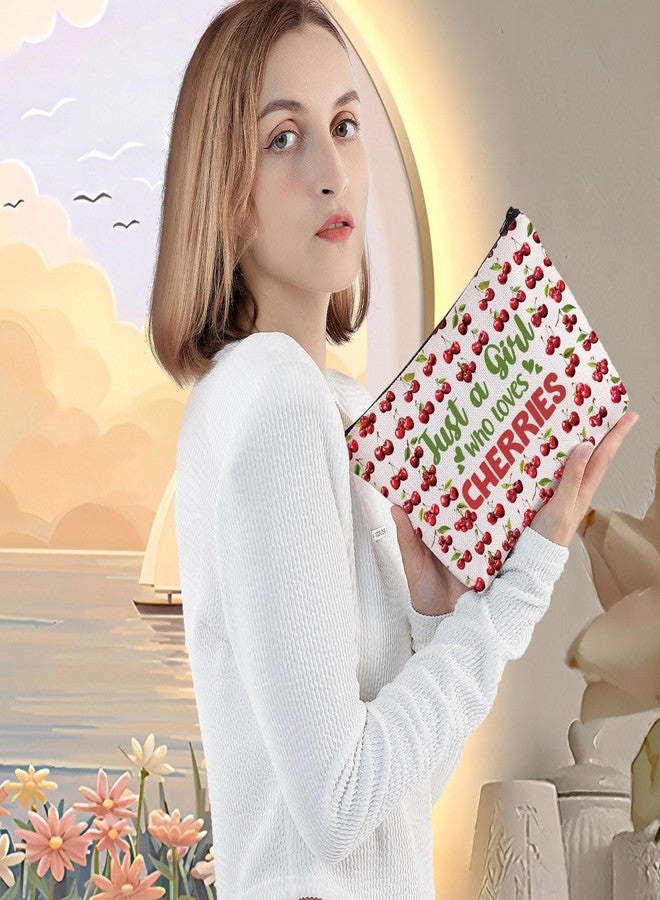 LEVLO Funny Cherry Cosmetic Bag Fruit Lover Gift Just A Girl Who Loves Cherries Makeup Zipper Pouch Bag Cherry Lover Gift For Women Girls (Loves Cherries F Bag) - Image 5