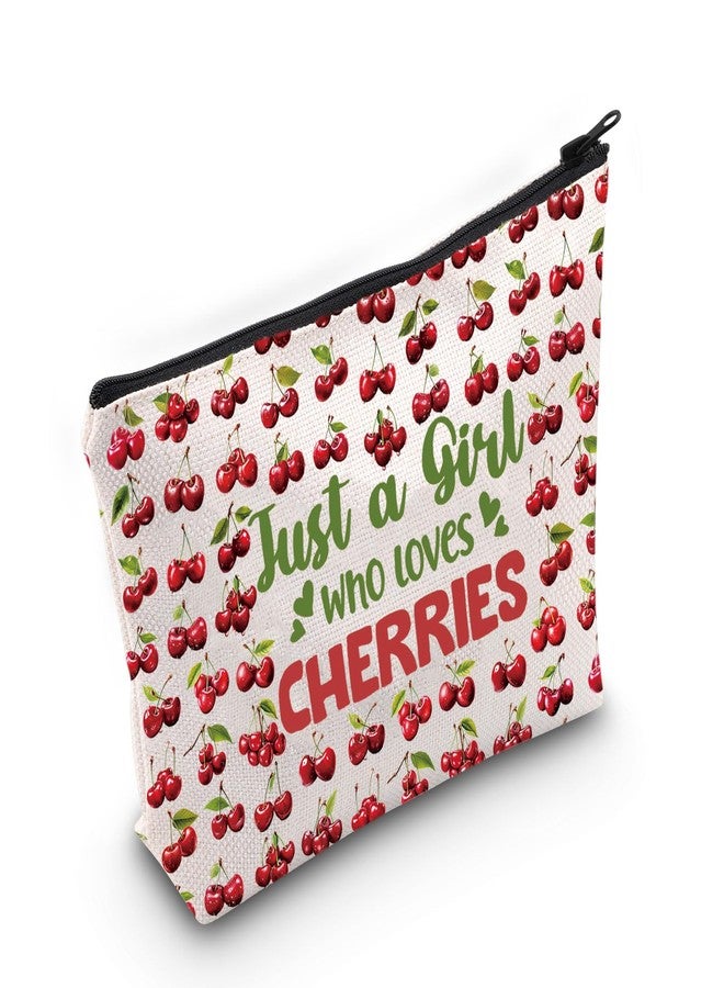 LEVLO Funny Cherry Cosmetic Bag Fruit Lover Gift Just A Girl Who Loves Cherries Makeup Zipper Pouch Bag Cherry Lover Gift For Women Girls (Loves Cherries F Bag) - Image 1