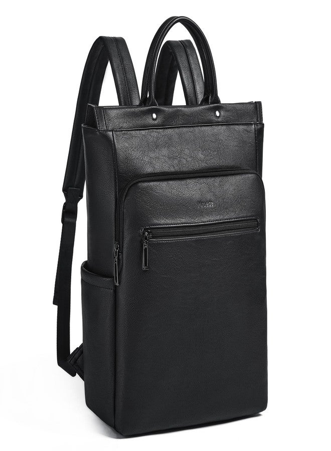 Mroede Leather Laptop Backpack for Women, Travel Backpack Purse Fits 15.6 Inch Laptop, Casual Daypack with Laptop Compartment for Teachers College Work Business Nurse Weekender, Black - Image 1