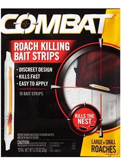 Combat Combat Sticky Bait Strips for Killing Large and Small Cockroaches for Indoor and Outdoor Use, Combat Roach Killing Bait Strips Fast & Easy to Use Stick Anywhere, 10 Strips  - Image 1