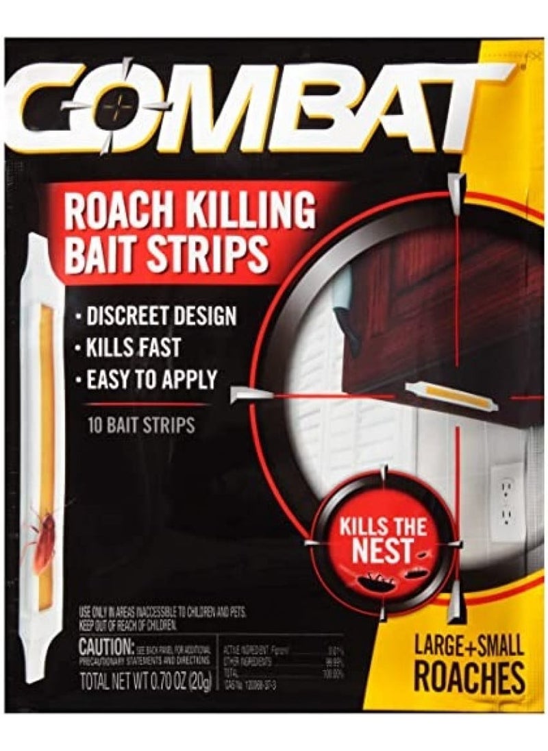 Combat - Combat Sticky Bait Strips for Killing Large and Small Cockroaches for Indoor and Outdoor Use, Combat Roach Killing Bait Strips Fast & Easy to Use Stick Anywhere, 10 Strips - Image 1