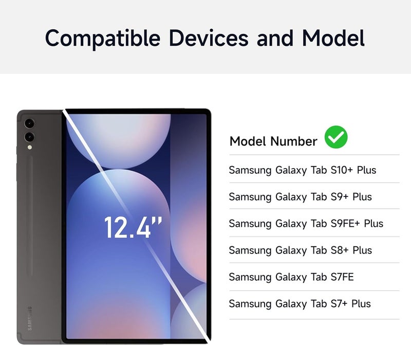 آرترابيت 【عربي إنجليزي】لوحة مفاتيح سحرية لجهاز Samsung Galaxy Tab S10+/S9+/S9 FE+/S8+/S7+/S7 FE مقاس 12.4 بوصة، حافظة لوحة مفاتيح مع حامل مغناطيسي، شاشة LCD، لوحة لمس متعددة اللمس، إضاءة خلفية بـ 7 ألوان، أبيض - Image 2