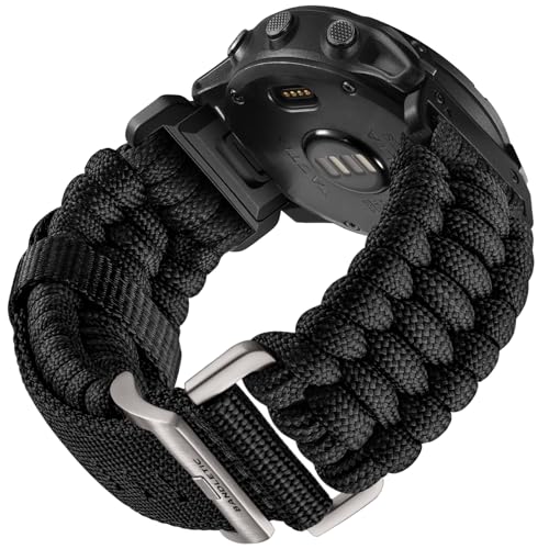 Bandletic حزام Bandletic متوافق مع ساعة Garmin Fenix 5X - حزام بارا كورد عسكري للبقاء على قيد الحياة، سريع التركيب 26 مم لساعة Fenix 8 51 مم/7X/7X Pro/6X/6X Pro/5X Plus/3/3 HR/Instinct 3 50 مم/2X/Tactix/Enduro/Descent - Image 1