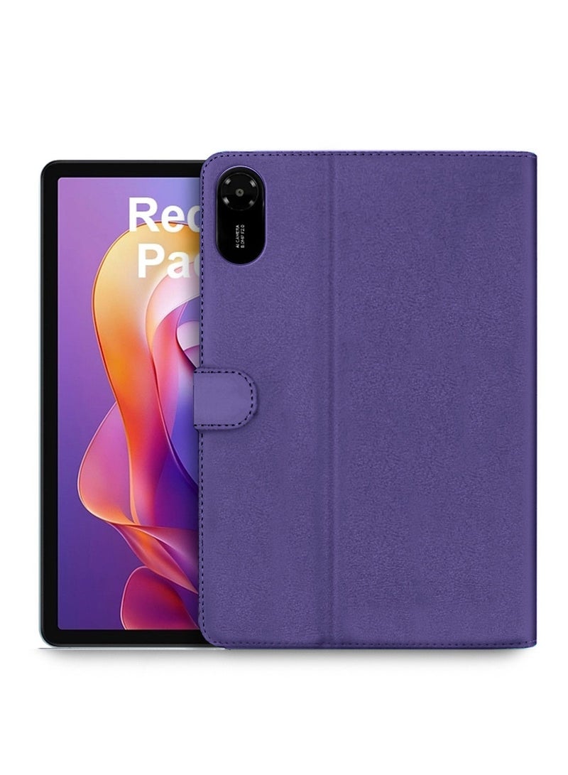 OMAKER Xiaomi Redmi Pad 2 4G 2025 (11.0 inches) OMAKER PU Leather Magnetic Closure Flip Case Cover (TCFPSR) - Eggplant Purple & Xiaomi Redmi Pad 2 2025 (11.0 inches) 9H Ultra HD Tempered Glass Tablet Screen Protector (TSG9CN) - Clear Bundle - Image 2
