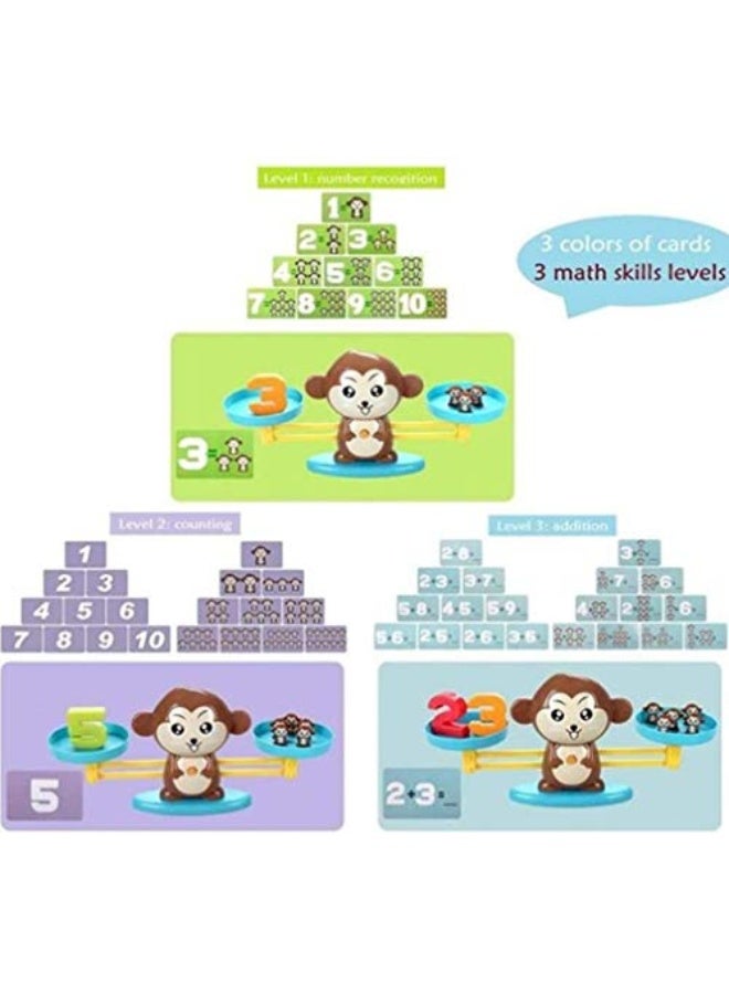 Monkey Balance Educational Game for Kids Aged 3 and Up - Includes 19 Monkeys, Numbers 1-10, 30 Double-Sided Cards, Monkey Scale, Base, 2 Scale Pans, Instruction Leaflet - Image 3