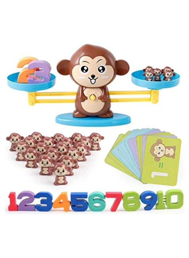 Monkey Balance Educational Game for Kids Aged 3 and Up - Includes 19 Monkeys, Numbers 1-10, 30 Double-Sided Cards, Monkey Scale, Base, 2 Scale Pans, Instruction Leaflet - Image 1