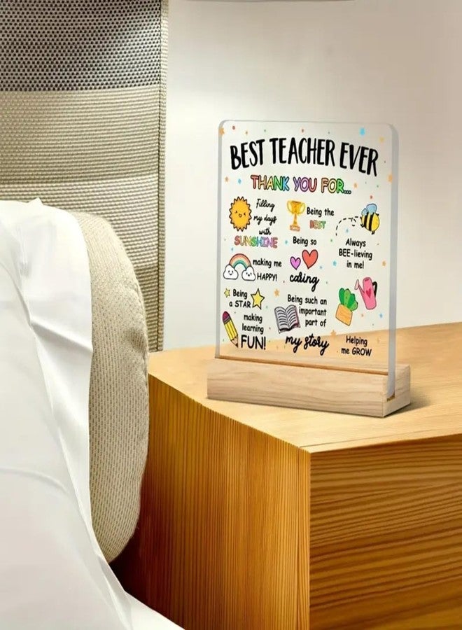 Bs amor Best Teacher Ever Acrylic Desk Plaque Appreciation Gift with Inspirational Quotes Home & Office Decor for Educators, Thank You Present for Teacher's Day Classroom Decorations for Teachers 5x4 inch - Image 2