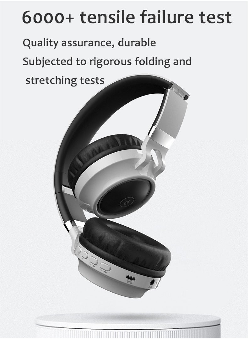 fingertime - Foldable Bluetooth 5.0 Headphones, On-Ear/Over-Ear Wired and Wireless Headsets with Mic, FM, SD/TF, Hi-Fi Stereo Deep Bass, 25 Hours Playtime, for Travel, Home, Office (White) - Image 1