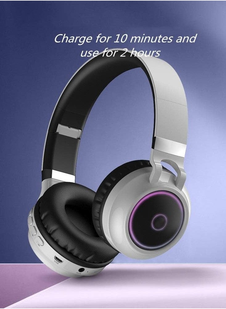 fingertime - Foldable Bluetooth 5.0 Headphones, On-Ear/Over-Ear Wired and Wireless Headsets with Mic, FM, SD/TF, Hi-Fi Stereo Deep Bass, 25 Hours Playtime, for Travel, Home, Office (White) - Image 1