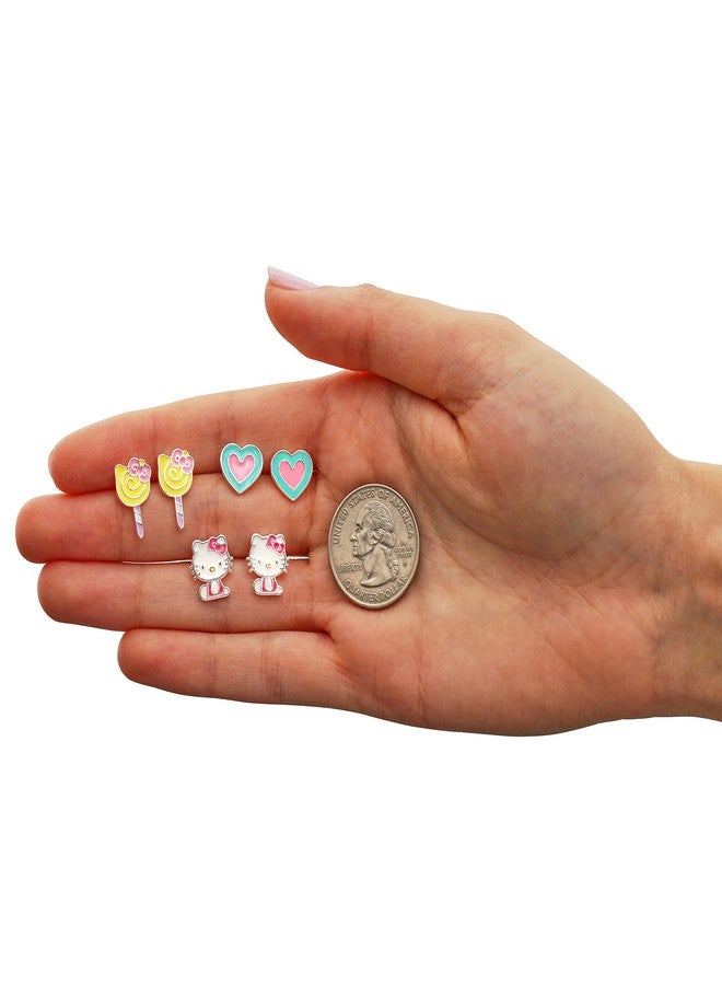 SALLY ROSE Sanrio Hello Kitty Stud Earrings Set 3-Piece - Hello Kitty Earrings Three Sets of Stud Earrings - Officially Licensed (Lollipop) - Image 5