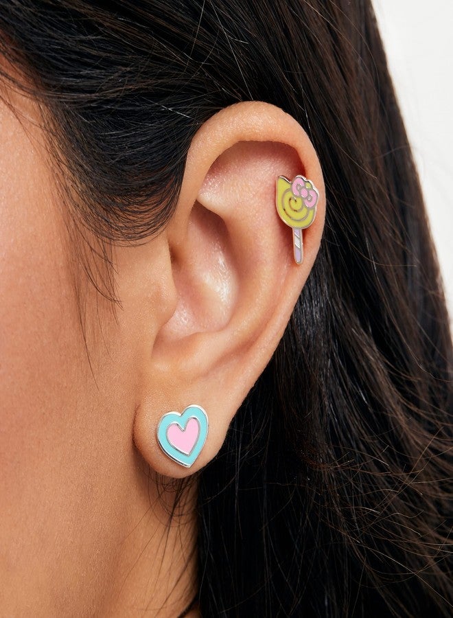 SALLY ROSE Sanrio Hello Kitty Stud Earrings Set 3-Piece - Hello Kitty Earrings Three Sets of Stud Earrings - Officially Licensed (Lollipop) - Image 3