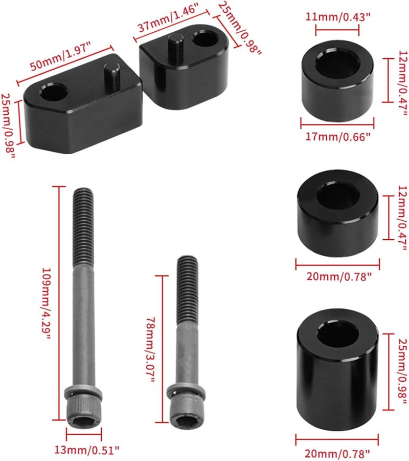 Luocute 1in and 1.5in Driver Floorboard Extended Rod, CNC Aluminum Alloy Outward Extension Kit with Rustproof Alloy Steel Hardware for Electra Glide Road King 2009-2024 FL 2009-2013 - Image 5