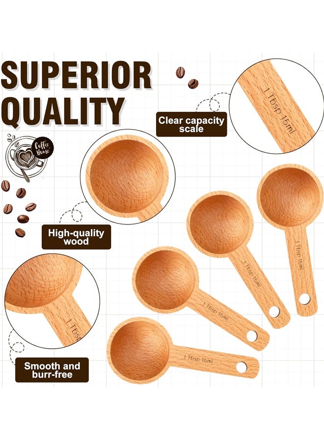 4 Pieces Wooden Scoops for Canisters,15ml Coffee Measure Scoop for Measuring Ground Coffee Beans, Tea, Sugar - Image 3