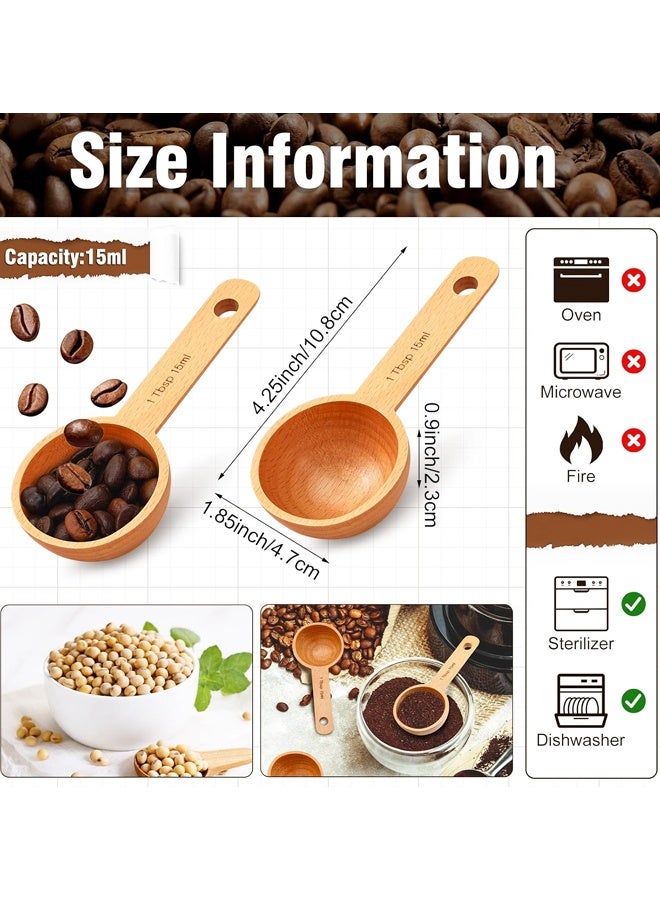 4 Pieces Wooden Scoops for Canisters,15ml Coffee Measure Scoop for Measuring Ground Coffee Beans, Tea, Sugar - Image 2