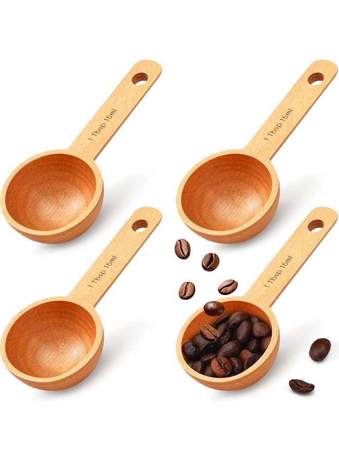 4 Pieces Wooden Scoops for Canisters,15ml Coffee Measure Scoop for Measuring Ground Coffee Beans, Tea, Sugar - Image 1