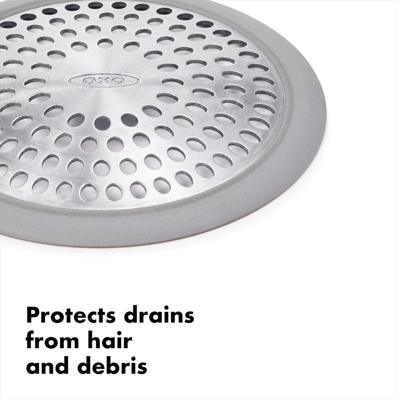 OXO Good Grips Bathtub Drain Protector - Stainless Steel with Silicone Rim - Image 4