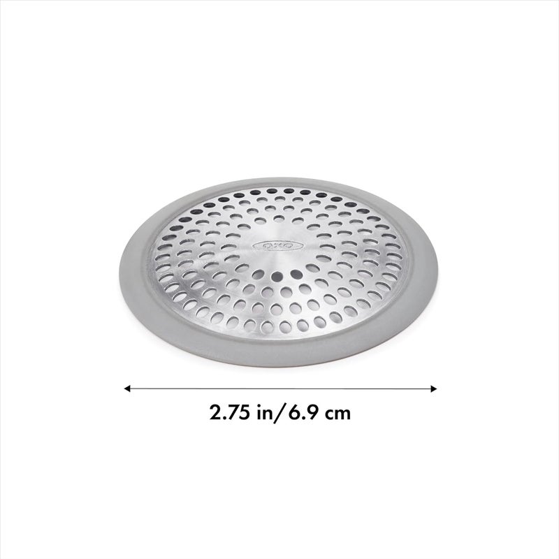 OXO Good Grips Bathtub Drain Protector - Stainless Steel with Silicone Rim - Image 2
