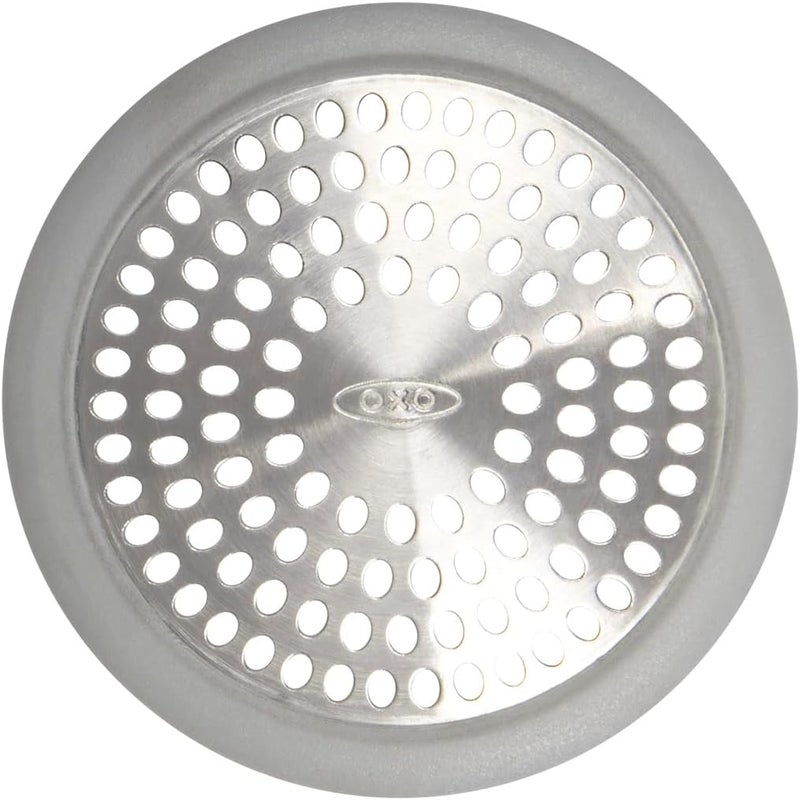 OXO Good Grips Bathtub Drain Protector - Stainless Steel with Silicone Rim - Image 1