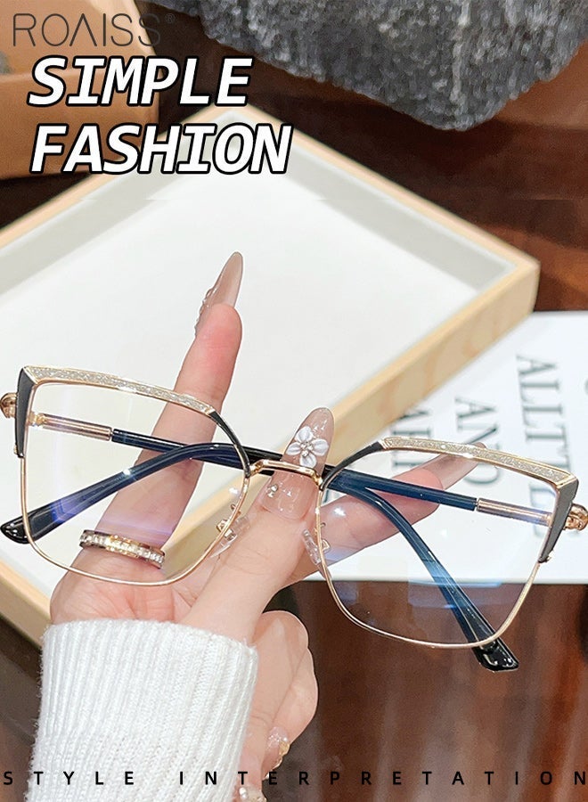 رويس نظارات قراءة أنيقة للنساء لحجب الضوء الأزرق، مضادة لإجهاد العين، مزودة بفلتر للضوء الأزرق، ومفصل زنبركي مرن، بتصميم عين القطة، ومرآة مسطحة. - Image 3