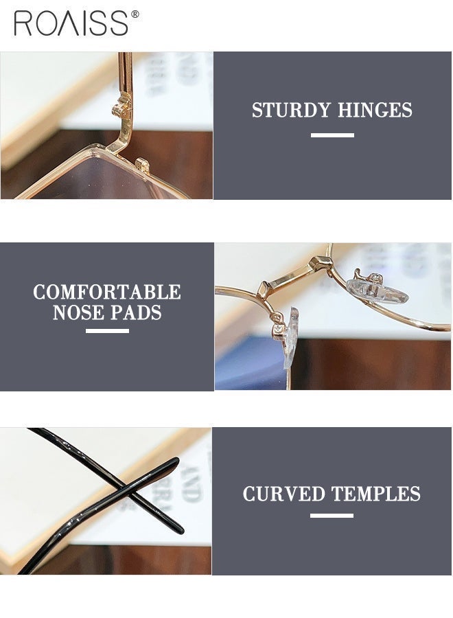 رويس نظارات قراءة أنيقة للنساء لحجب الضوء الأزرق، مضادة لإجهاد العين، مزودة بفلتر للضوء الأزرق، ومفصل زنبركي مرن، بتصميم عين القطة، ومرآة مسطحة. - Image 5