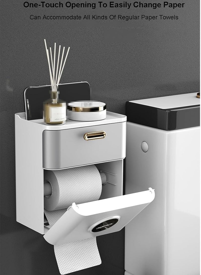 حامل ورق تواليت ذاتي اللصق مع أدراج - لا يحتاج إلى تثبيت - Image 3