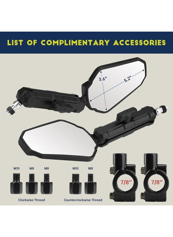 SHEJISI Adventure Bike Mirrors, Motorcycle Mirror Fits RAM B Balls and 7/8"Handlebar M10 M8,Compatible with KTM 1290 Super Adventure,Honda Africa Twin,kawasaki KLR, Yamaha XT,Suzuki DR,BMW GS,ADV,ATV - Image 3