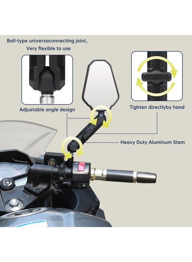 SHEJISI Adventure Bike Mirrors, Motorcycle Mirror Fits RAM B Balls and 7/8"Handlebar M10 M8,Compatible with KTM 1290 Super Adventure,Honda Africa Twin,kawasaki KLR, Yamaha XT,Suzuki DR,BMW GS,ADV,ATV - Image 2